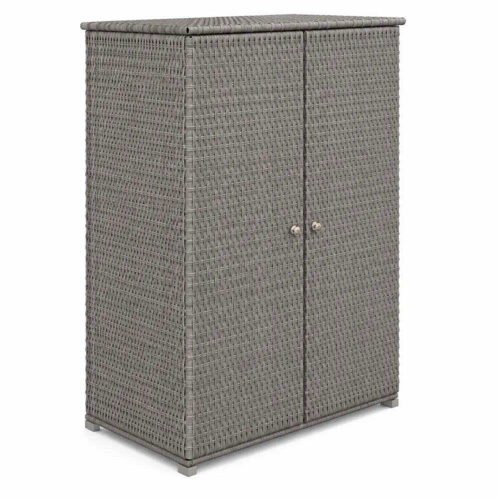 Armadio da Esterno in Rattan Sintetico Grigio con Struttura in Acciaio 80x40x120 cm