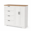 Cassettiera in MDF Bianco con Ripiano in Legno