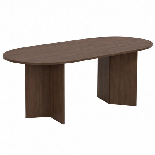 Tavolo da pranzo ovale in legno 200x100x75 cm Marrone scuro