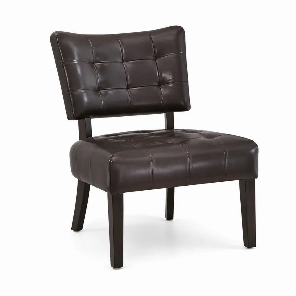 Poltrona in pelle PU marrone con struttura in legno massello