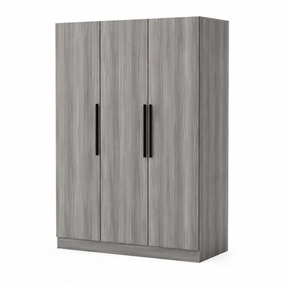 Armadio a 3 ante in legno MDF con maniglie nere