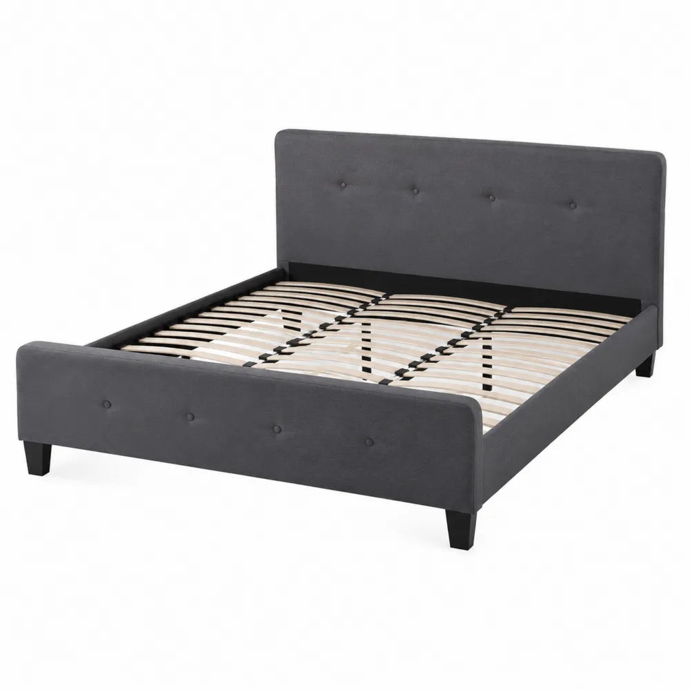 Letto matrimoniale in tessuto con doghe in legno 160x200 cm
