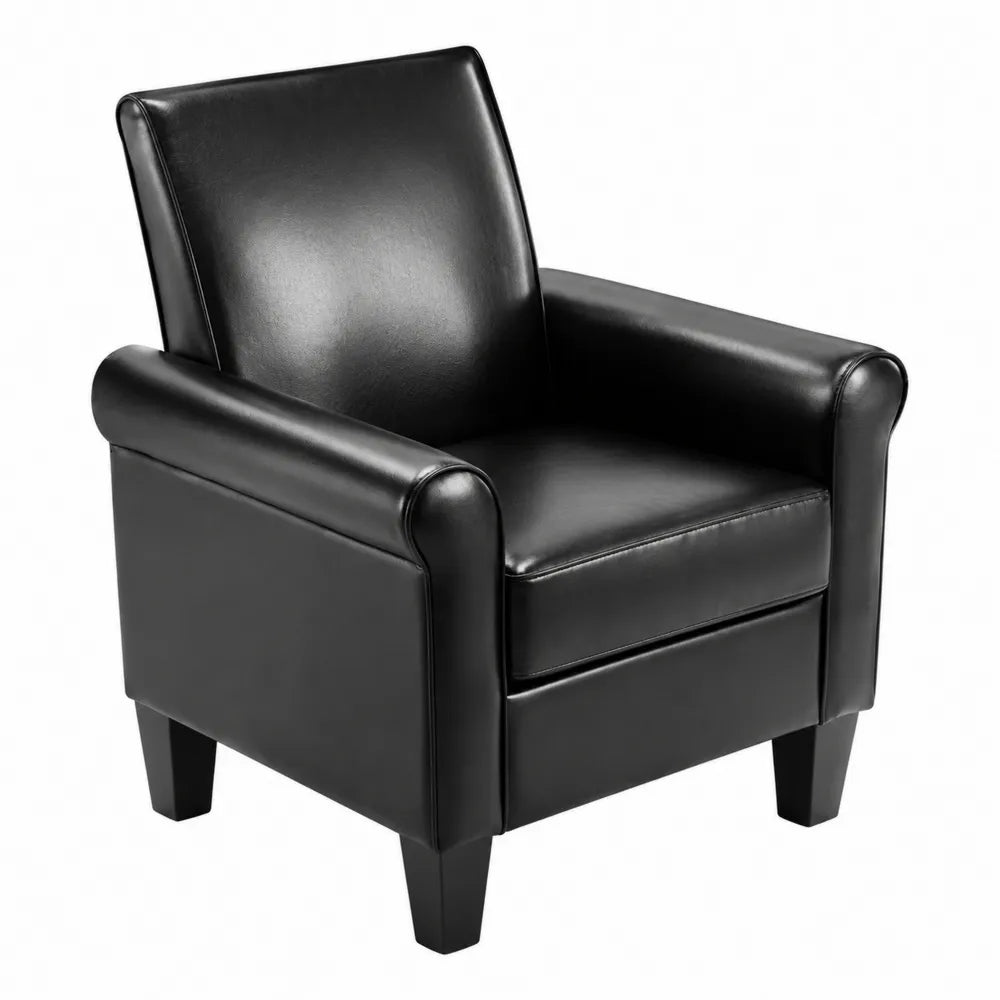 Poltrona in Ecopelle Nera con Braccioli Imbottiti 75x70x80 cm