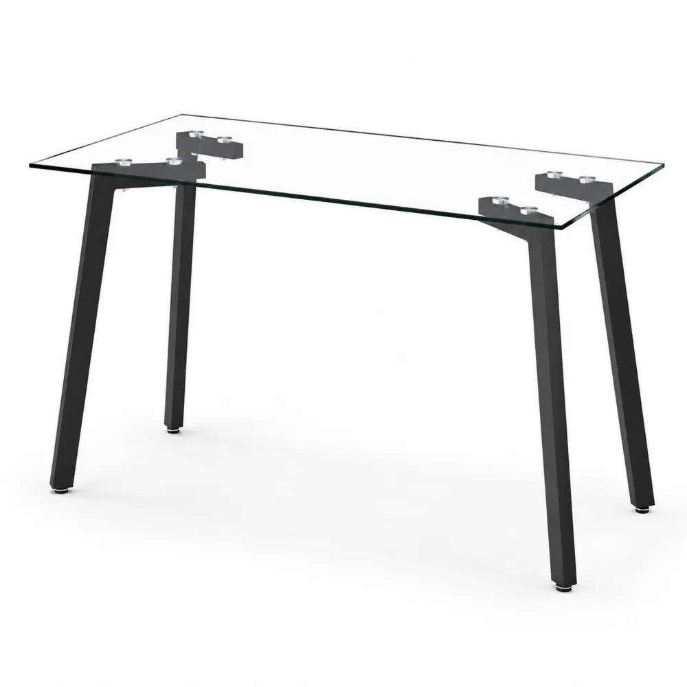 Tavolo rettangolare in vetro e metallo nero 120x60x75 cm