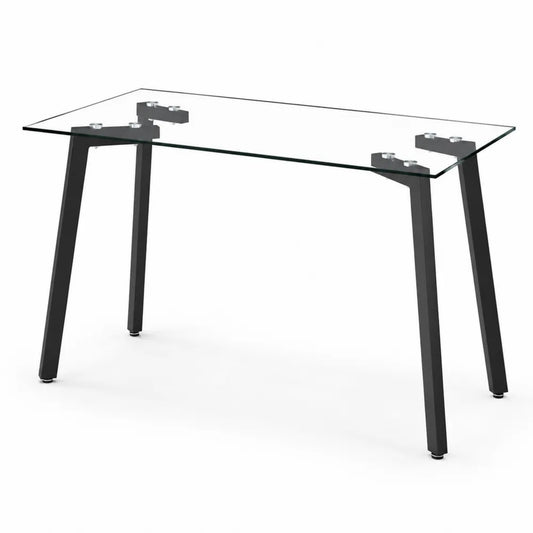 Tavolo rettangolare in vetro e metallo nero 120x60x75 cm