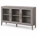 Credenza in Legno con Ante in Vetro Grigio