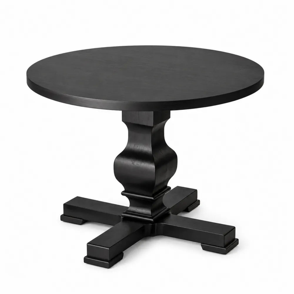 Tavolo rotondo in legno massello Nero Ø120 cm