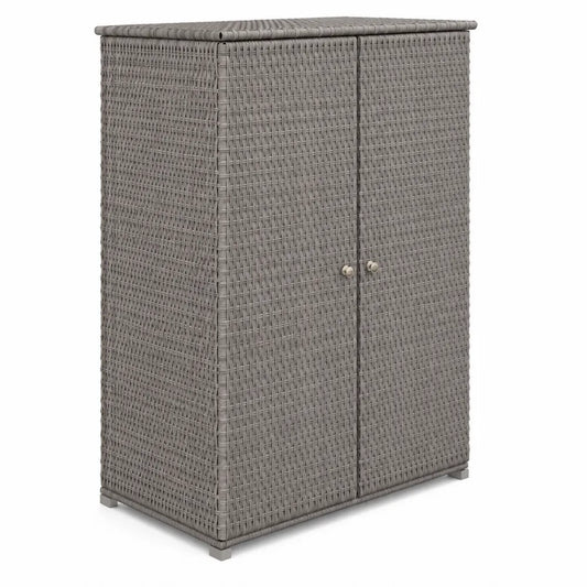 Armadio da Esterno in Rattan Sintetico Grigio con Struttura in Acciaio 80x40x120 cm